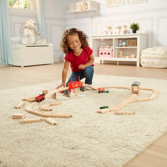 *NEW* Melissa & Doug Wooden Swivel Bridge Train Set