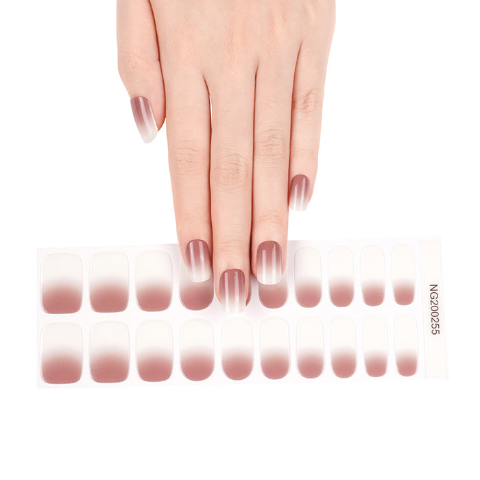 Nude Coffee Gel Nail Art - Brown Solid Glossy Semicured UV Nail Stickers Detail