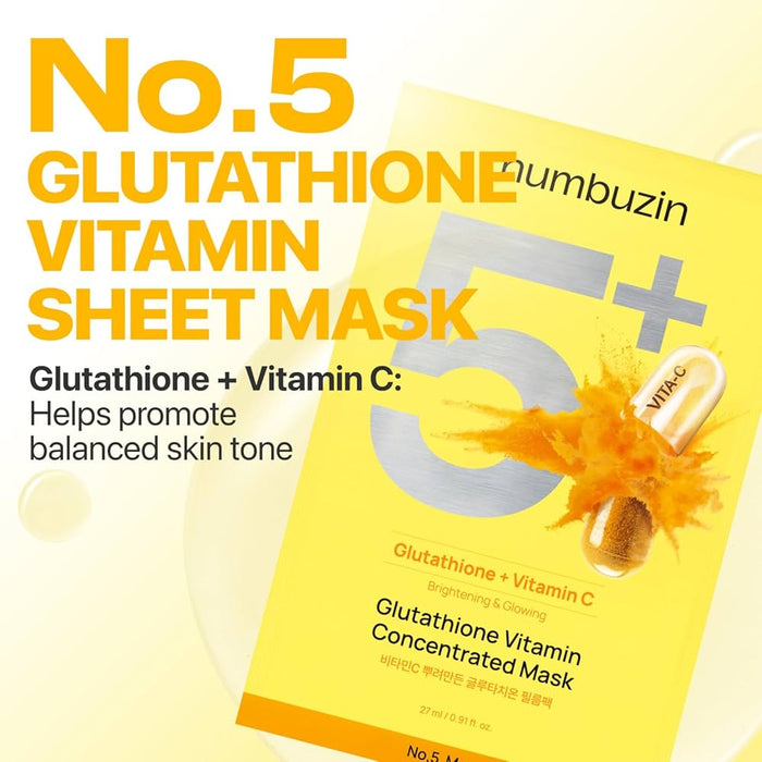 Numbuzin No.5 Gutathione Vitamin Concentrated Mask (1 Sheet) قناع نامبوزين رقم 5 المركز بفيتامين غوتاثيون