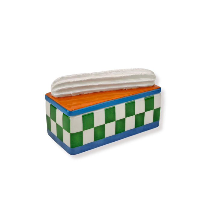 Opbergpot - Tompouche - Groen/Oranje - Dolomiet - 14x6x6cm