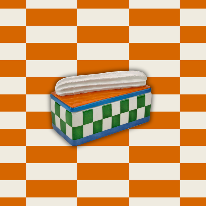Opbergpot - Tompouche - Groen/Oranje - Dolomiet - 14x6x6cm
