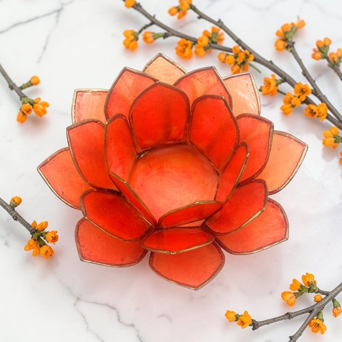 Orange Capiz Shell Candle Holder
