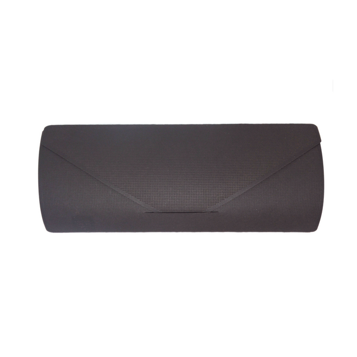 Minimalist black pencil case with textured surface and envelope-style closure, modern protective case for designer pencils and premium stationery set.
