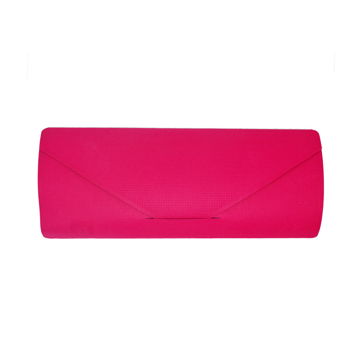 Minimalist red pencil case with textured surface and envelope-style closure, modern protective case for designer pencils and premium stationery set.