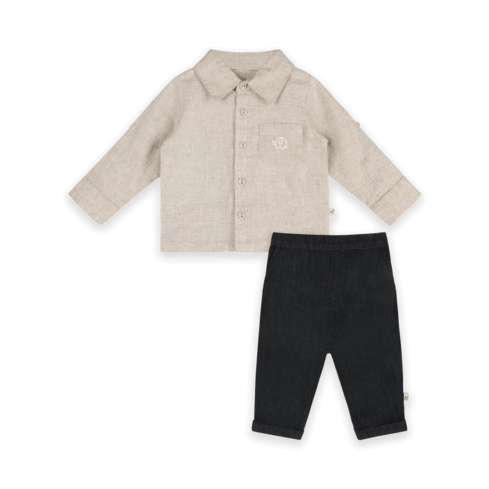 Oscar Linen Shirt & Denim Pant Set (Organic Cotton) - Outfit