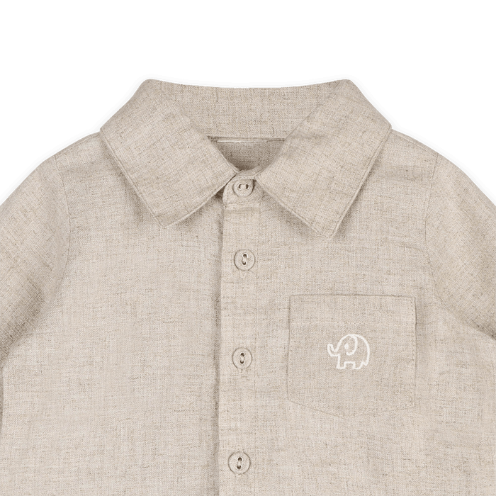 Oscar Linen Shirt & Denim Pant Set (Organic Cotton) - Detail
