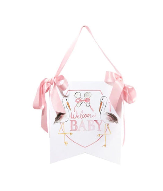 Over the Moon Pink Stork "Welcome Baby"