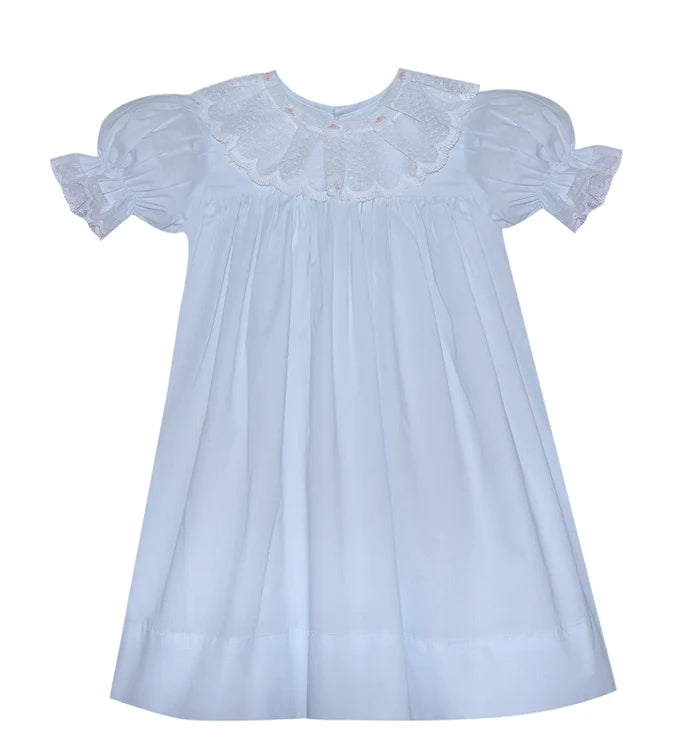 P & R Georgia Dress W/ Lace Collar-Blue