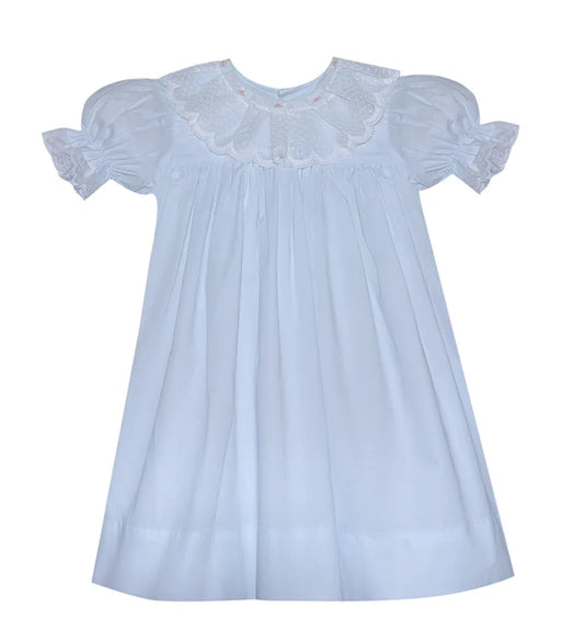 P & R Georgia Dress W/ Lace Collar-Blue