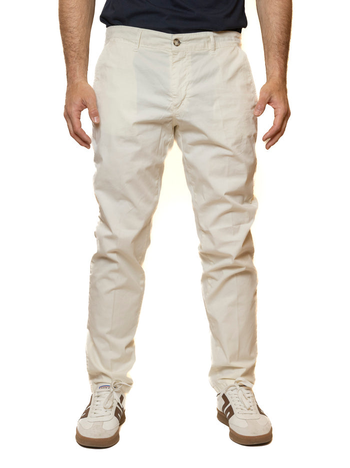 QB24 pantalone cotone avorio 0126147 COTONE-AVORIO
