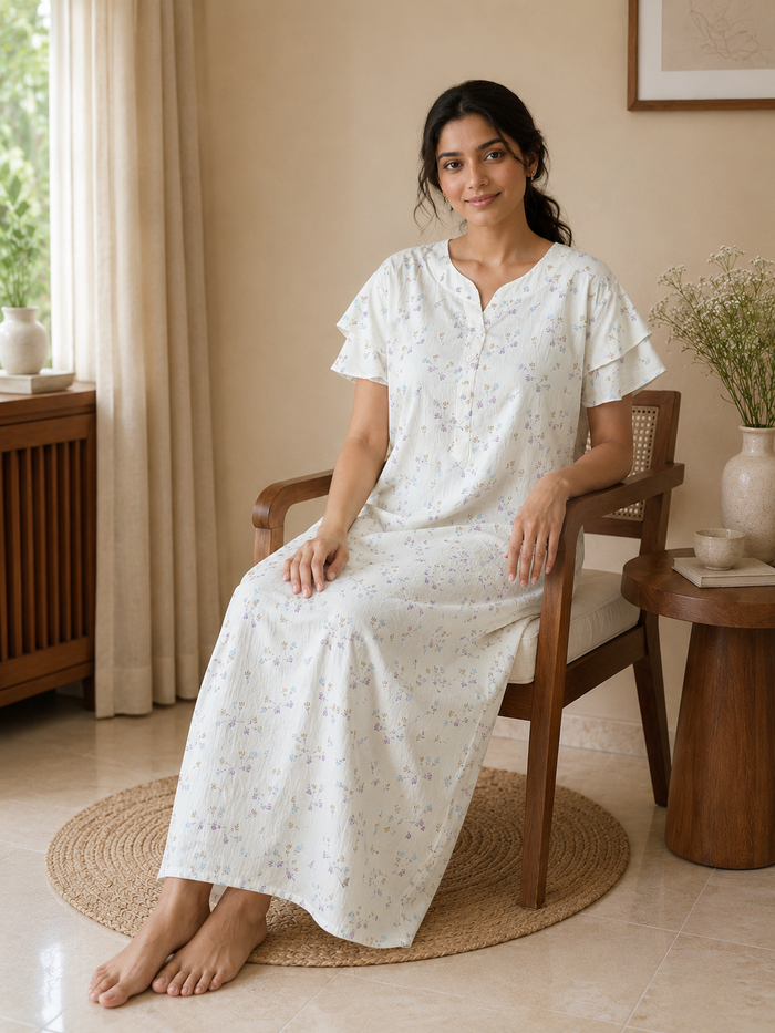 Trendy bamboo nighty for women with floral print online