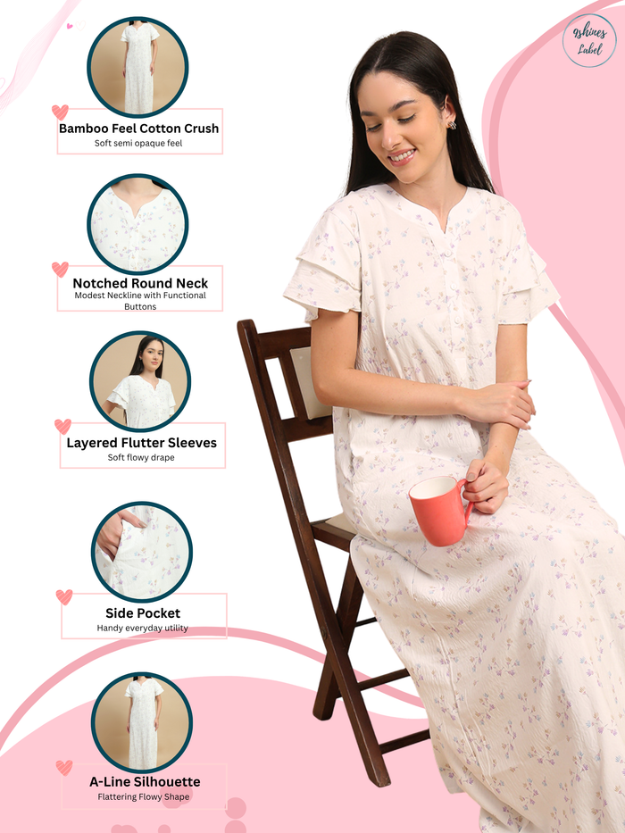 Trendy bamboo nighty for women with floral print online