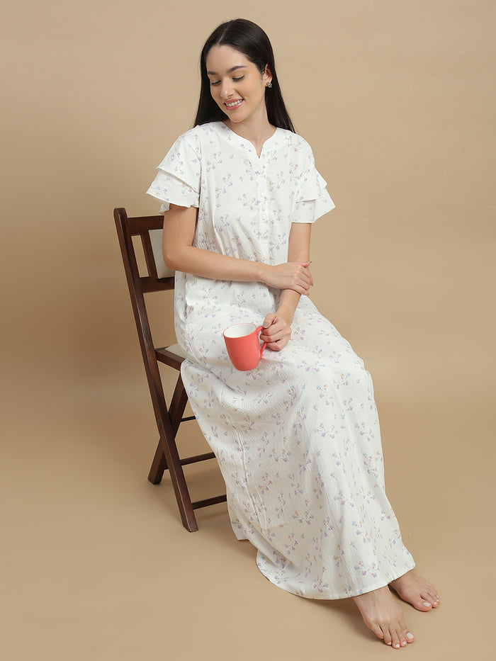 Trendy bamboo nighty for women with floral print online