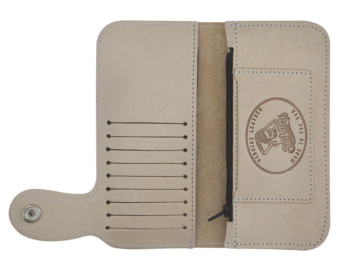 Patterned Chain Wallet - Natural Open Inside