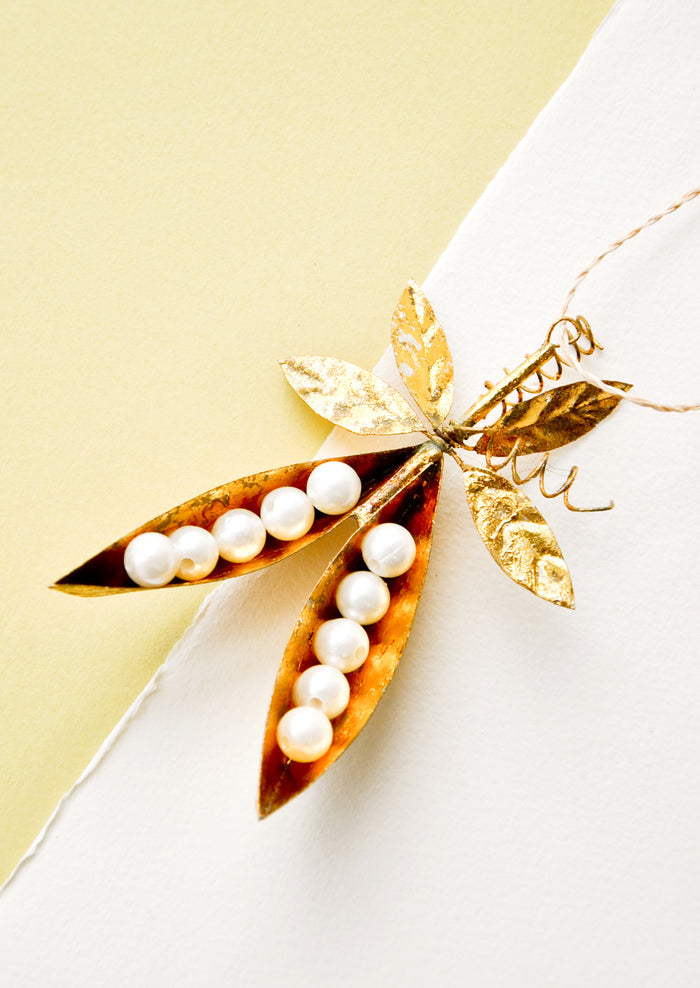Gilded Snow Pea Ornament in  - LEIF