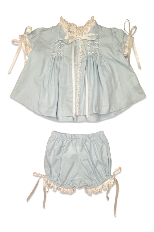 Percy & Tyne Blue Batiste Heirloom Bloomer Set