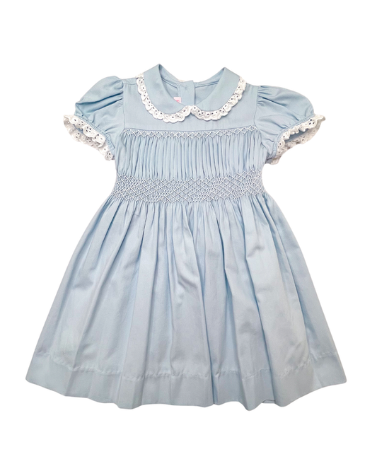Percy & Tyne Blue Rib Smocked Polly Dress