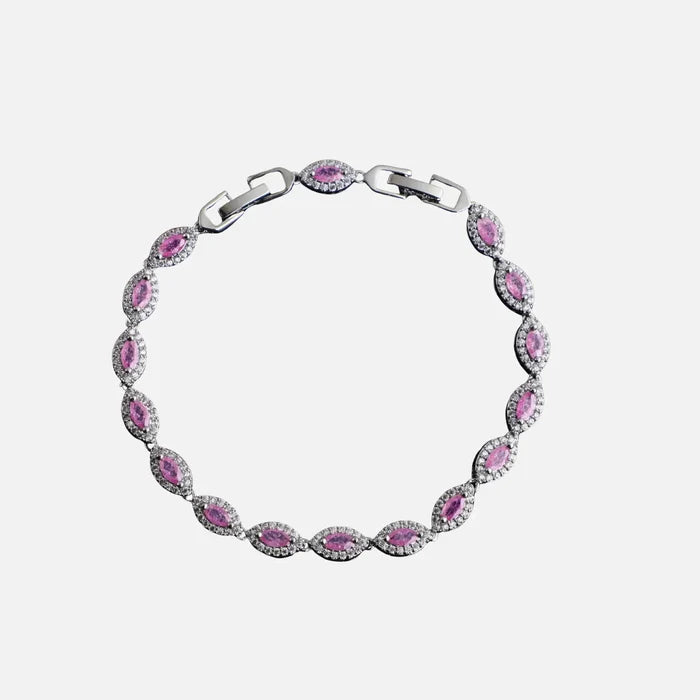 Pink Angel Eyes Bracelet - Silver