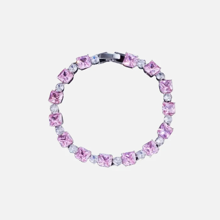 Pink Cube Bracelet - Silver