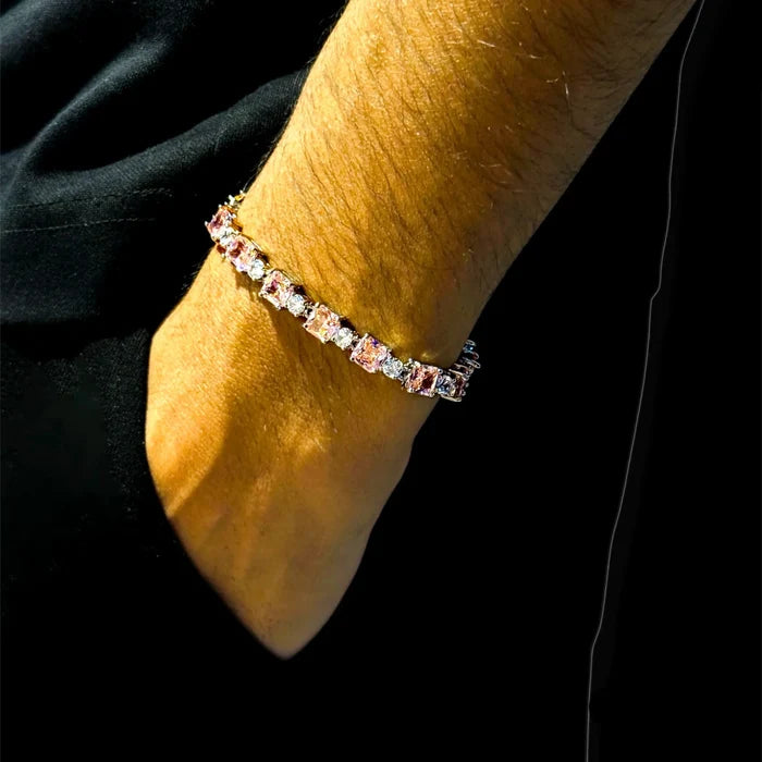 Pink Cube Bracelet - Silver