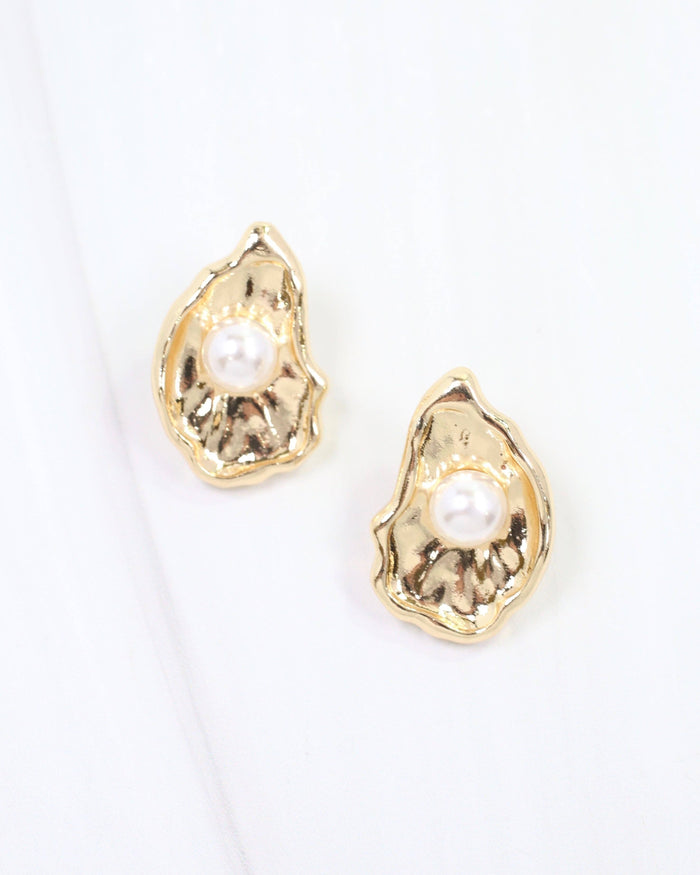 Ponca Oyster Pearl Drop Earring Gold: Default