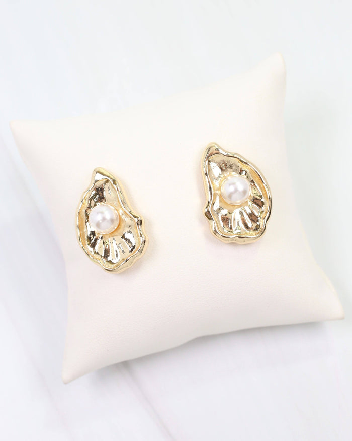 Ponca Oyster Pearl Drop Earring Gold: Default