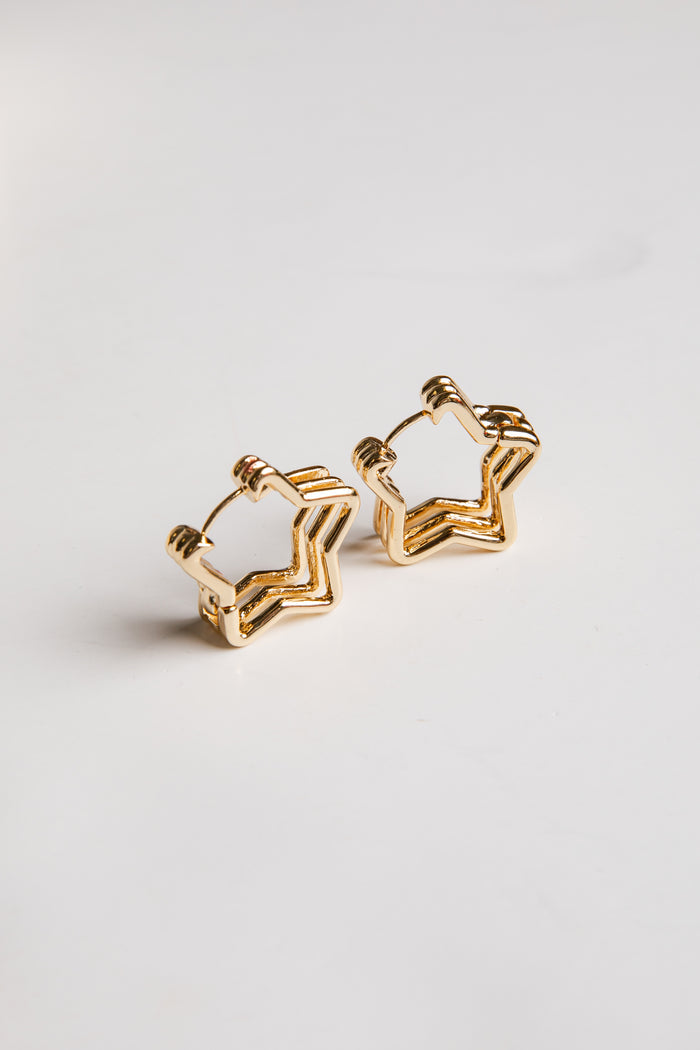 Gold Star Drop Earrings