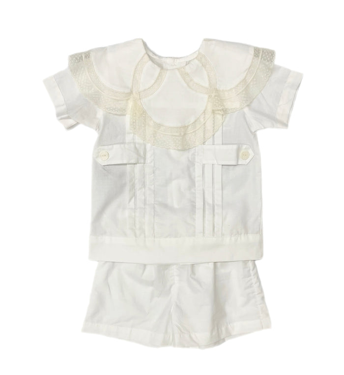 P&R Charlie Vintage White Short Set w/ Ecru Lace