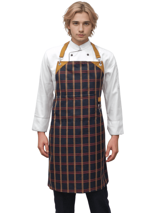 Premium Black Bold Checks Kitchen Apron - HICKORY | Stylish & Functional Premium Kitchen Apron - J R GARMENTS