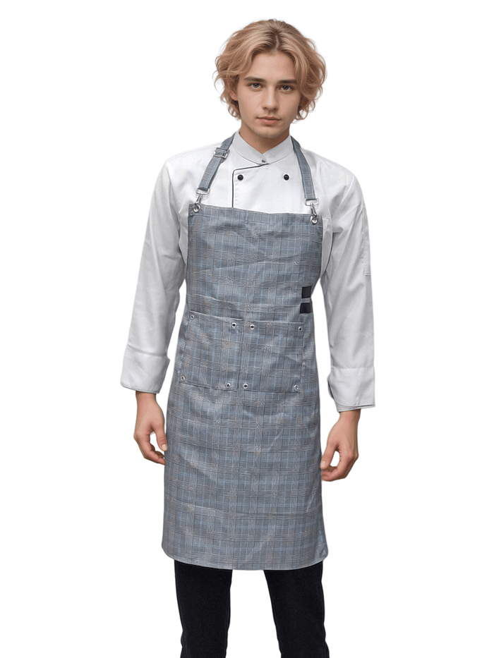 Premium Kitchen Apron in Classic Black & White Checks by HICKORY - J R GARMENTS