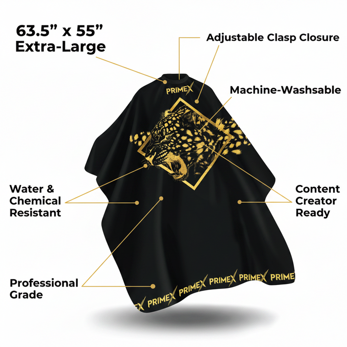 PrimeX Premium Professional Barber Cape, 1 Count, Jaguar