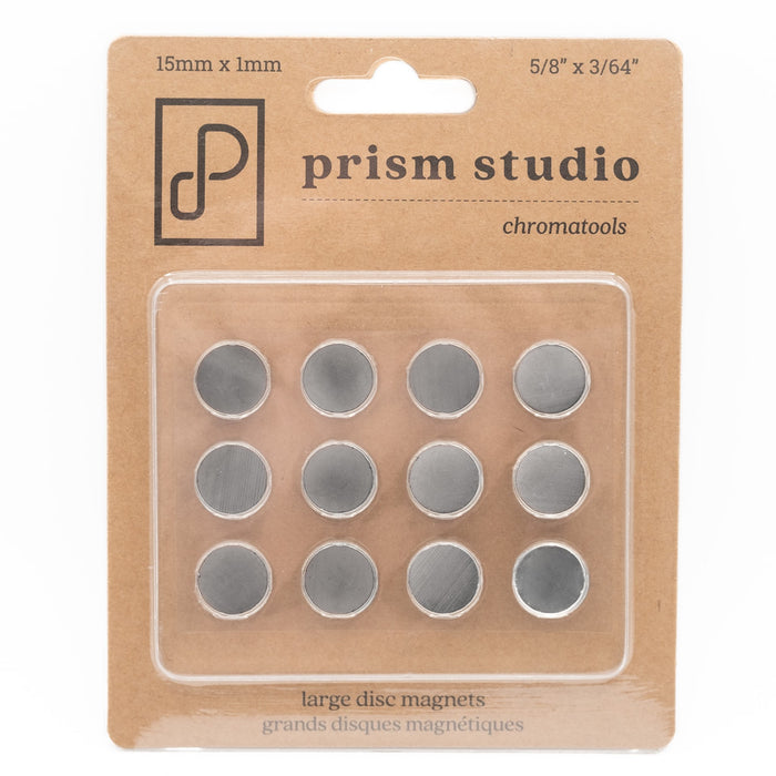 Prism Studio - Disc Magnets - Large (12pc). Each measuring 15mm x 1mm (5/8" x 3/64"). Available at Embellish Away located in Bowmanville Ontario Canada.