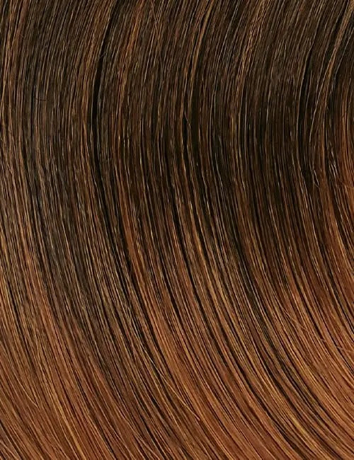 OUTRE brown hair strands close-up texture for quick ponytail hairpiece styling
