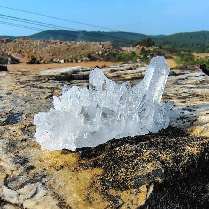 This is the left side of this water clear quartz crystal cluster