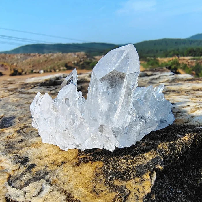 This is the back side of this water clear quartz cluster