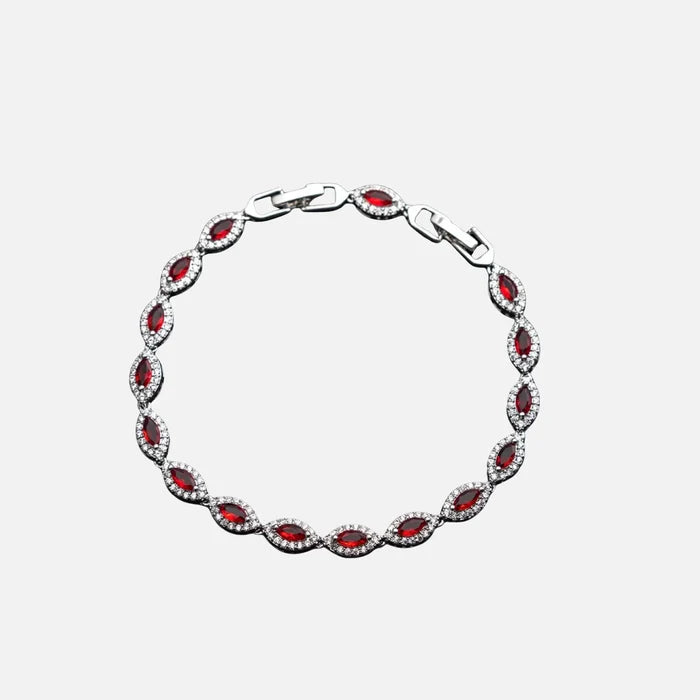 Red Angel Eyes Bracelet - Silver