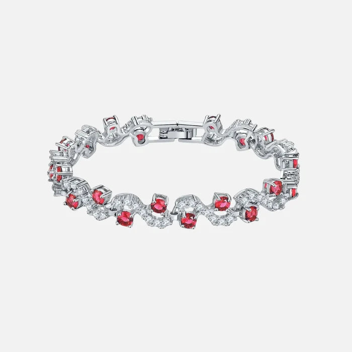 Red Arctic Wave Bracelet - Silver