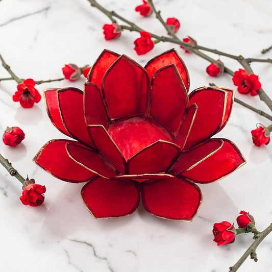 Red Capiz Shell Candle Holder