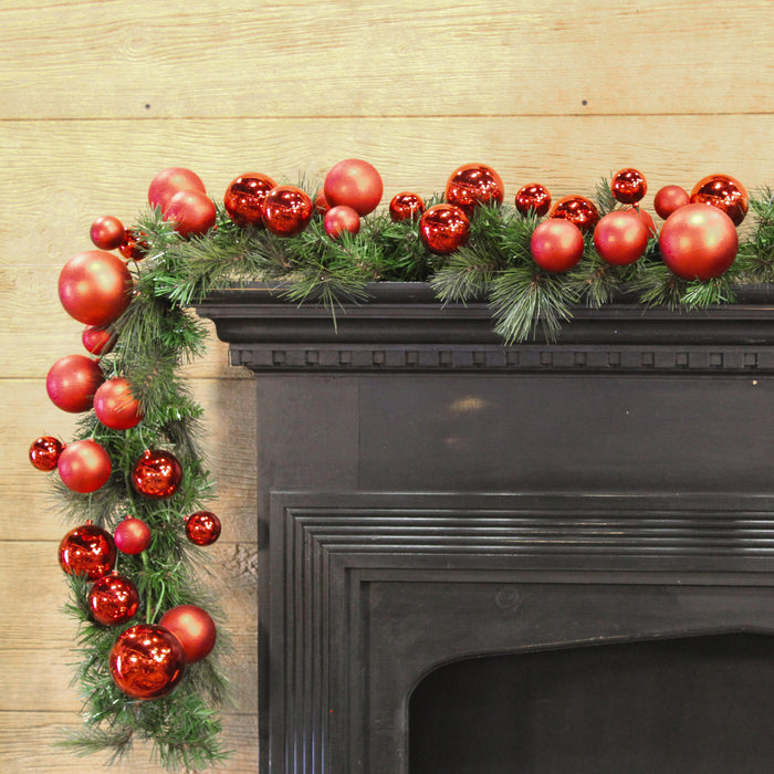 Red Dense Ball Garland, 4'