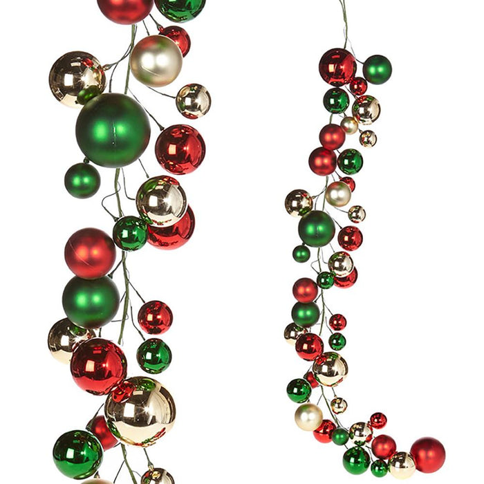 Red, Green & Gold Ball Garland, 4'