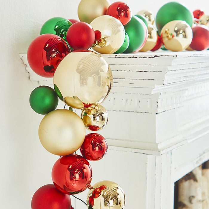 Red, Green & Gold Ball Garland, 4'