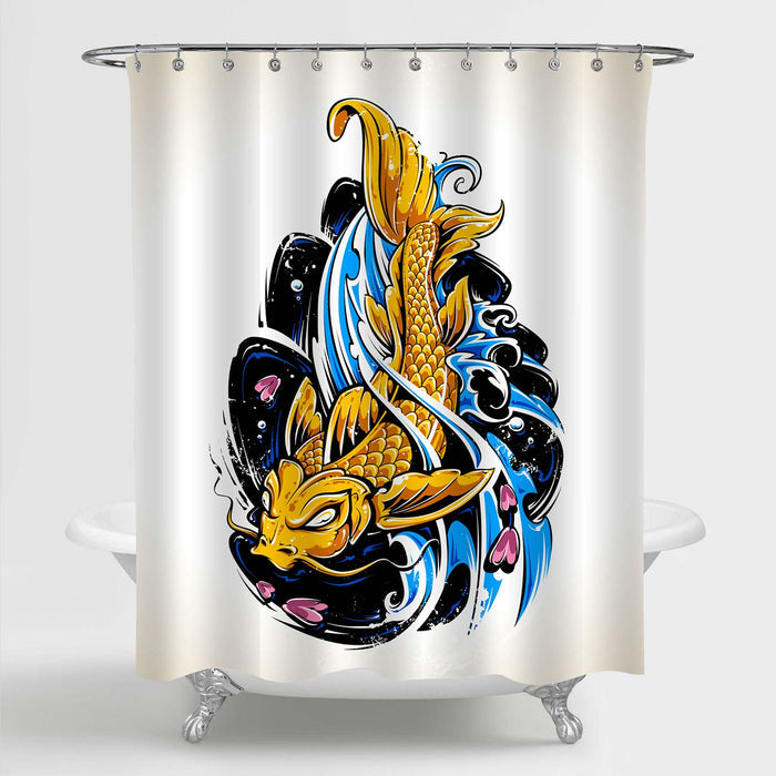 Retro Koi Fish Shower Curtain