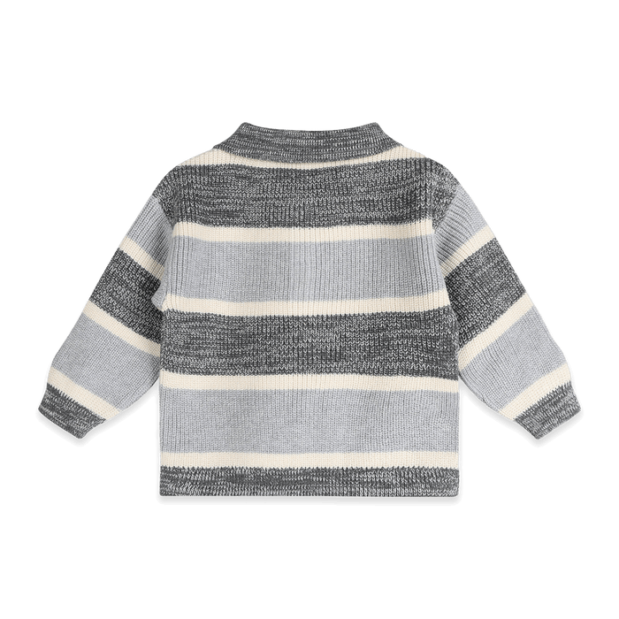 Organic Cotton Rugby Stripe Polo Knit Baby Pullover and Pants Set, Back