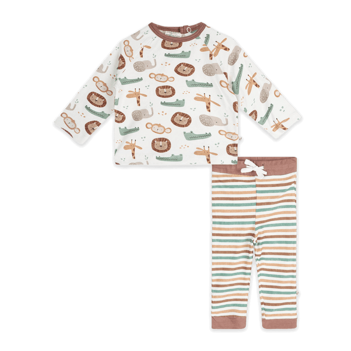 Safari Animals Baby Tee & Jogger (Organic Jersey) - Outfit Set