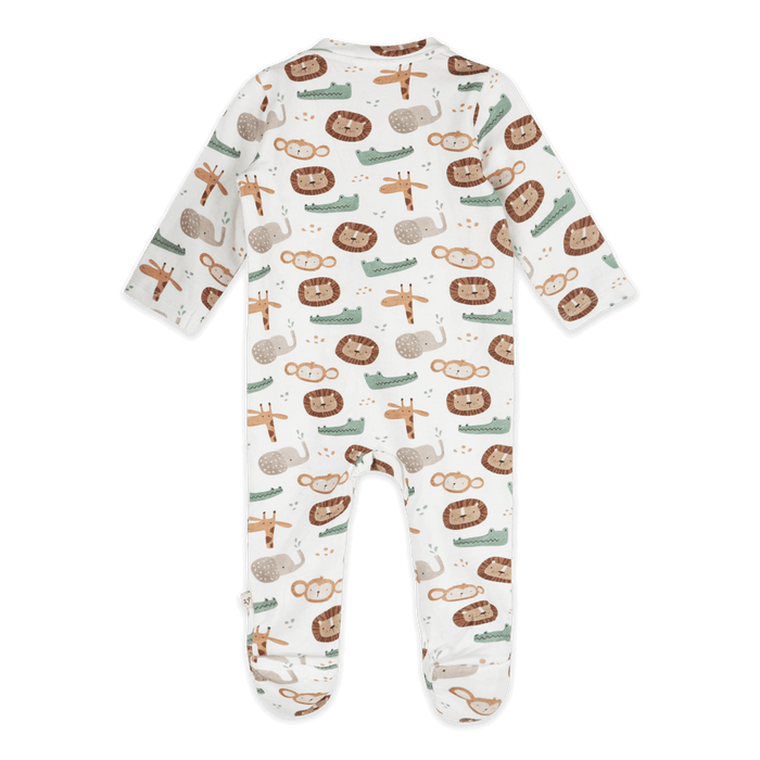 Safari Animals Baby Zip Footie (Organic Jersey) - Back