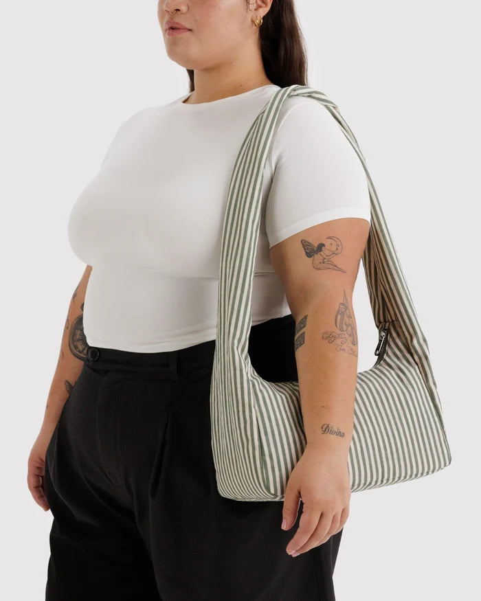 Sage Stripe Nylon Meringue Bag