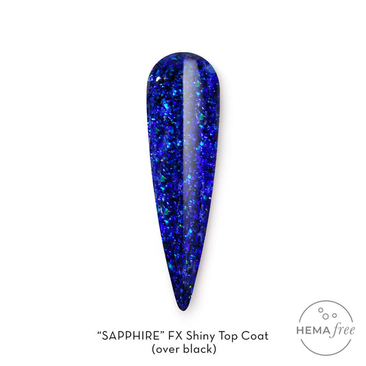 Sapphire | Hema Free Shiny Flake Top Coat | FX by Fuzion 15ml