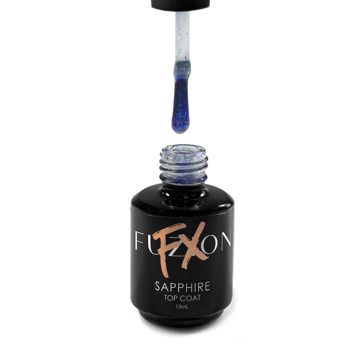 Sapphire | Hema Free Shiny Flake Top Coat | FX by Fuzion 15ml