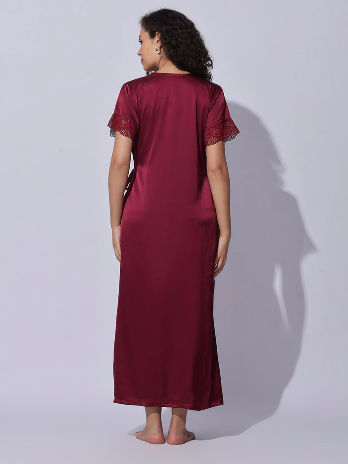 Premium and trendy satin robe night gown set for women