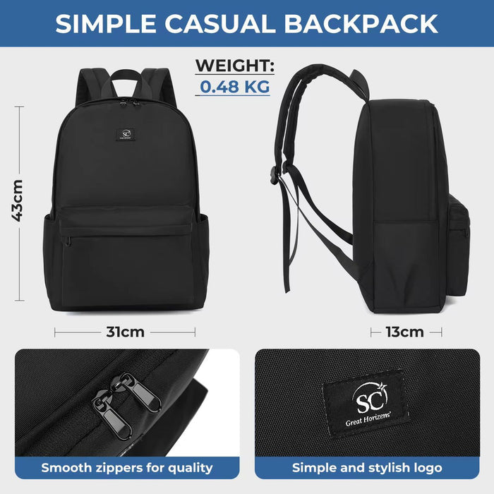 SC Great Horizens Simple Casual Backpack | 43x31x13cm | 0.48kg | Waterproof | Laptop Bag | Unisex
